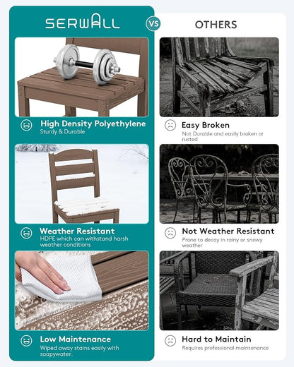 SERWALL Outdoor Armless Dining Chairs Set of 4, All-Weather HDPE Patio Dining - Image 3