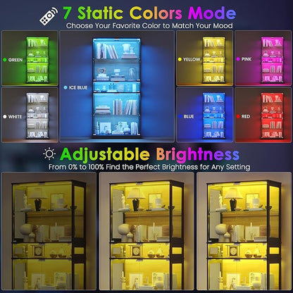 RGB Glass Display Cabinet, 5-Tier Lighted Display Case - Image 4