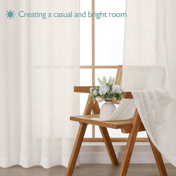 Chyhomenyc Semi Sheer Curtains 84 Inches Long 2 Panels Set, Light Filtering - Image 7