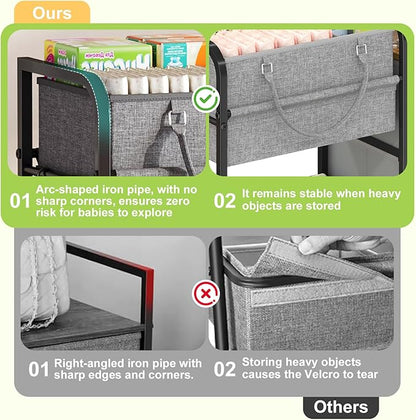 Cidaziya 2In1 Baby Diaper Caddy Organizer and Storage, 3 Tier Rolling Cart - Image 2