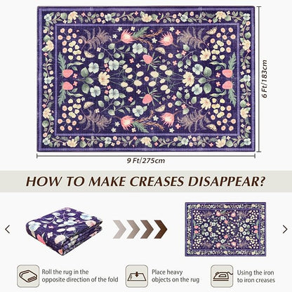 Area Rugs for Living Room, 6x9 Washable Vintage Rug for Bedroom, Non-Slip - Image 2