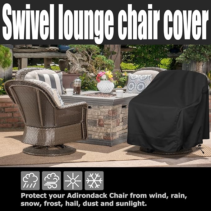 Outdoor Swivel Lounge Chair Cover 2 Pack, Waterproof Heavy Duty Outdoor Chair - Image 5