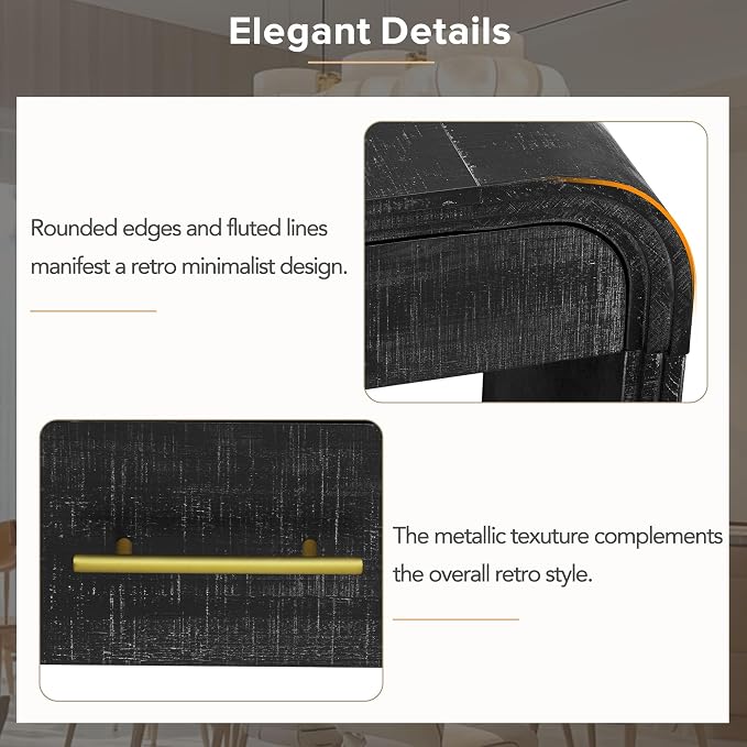 Console Table with 2 Top Drawers, Unique Retro Silhouette Console Table with - Image 8