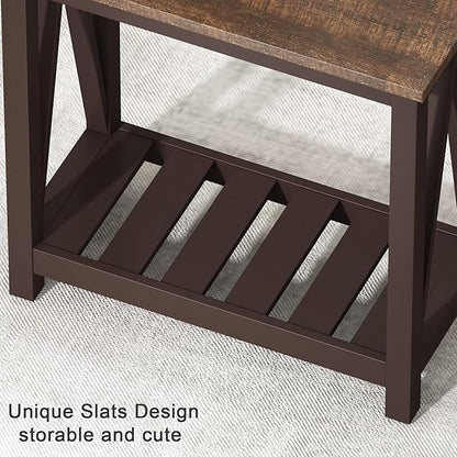 ChooChoo Farmhouse End Table, Rustic Vintage Narrow End Side Table - Image 7