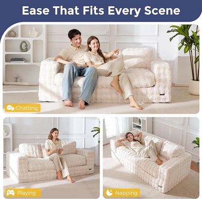 MAXYOYO 3 Seater Sofa for Living Room, Tufted Boneless Couch Bubbled Sofa Couch - Image 4