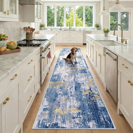 RELEANY Washable Area Rugs 2'6"x10 Non-Slip Modern Abstract Soft by RELEANY