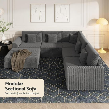 Modular Sectional Sofa, Oversized U Shaped Couch, Convertible Sleeper Sofa - Image 6