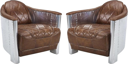 Art Leon Genuine Leather Accent Chair, Mid Century Industrial Armchair by ArtLeon