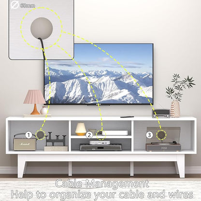 Xixini Boho TV Stand for 55 65 Inch TV, Rattan Entertainment Center - Image 3