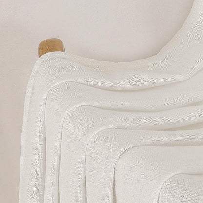 Chyhomenyc Ivory Semi Sheer Curtains 36 Inch Length, Light Filtering Faux Linen - Image 9
