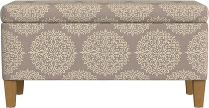 HomePop Drake Large Decorative Storage Bench -Brown Medallion - Image 5