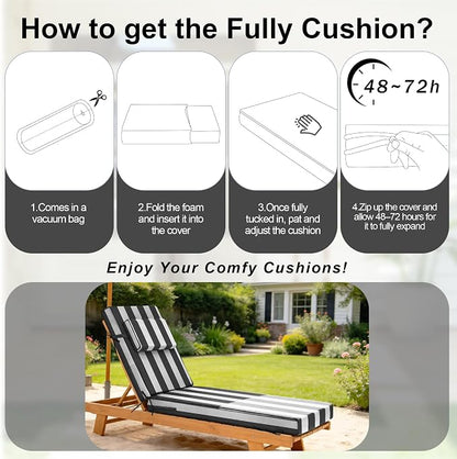 Chaise Lounge Cushions Outdoor 80x26x6 Inch, Fade Resistant 6'' Thicken Outdoor - Image 7