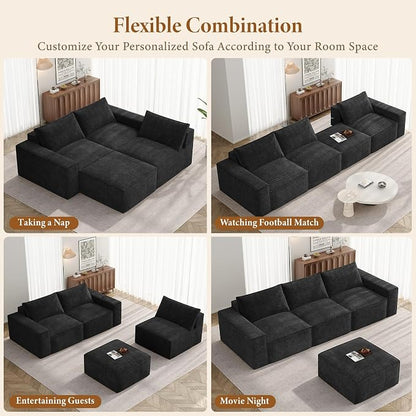 Vesgantti 114" Modular Sectional Boneless Couch, Modern 3 Seater Sofa - Image 8