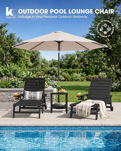KINGYES HDPE Lounge Chair Outdoor Set of 4, Patio Chaise Lounge Recliner - Image 7