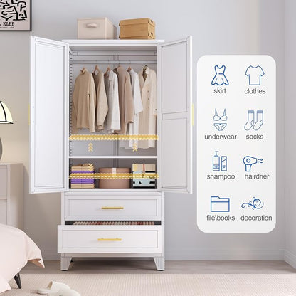 GAIOUS Steel Armoire Wardrobe Closet - Image 6