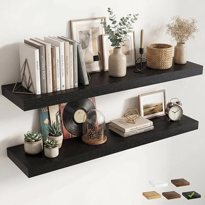 12 inch Deep Floating Shelves for Wall, 55 inch Wide Engineered Wood Wall by Venusmiles