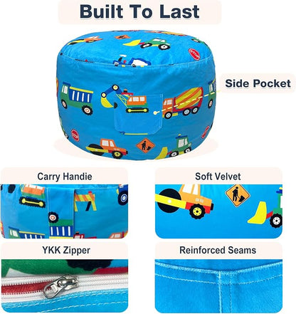 Lukeight Construction Stuffed Animals Storage Bean Bag Chair Cover - Image 5