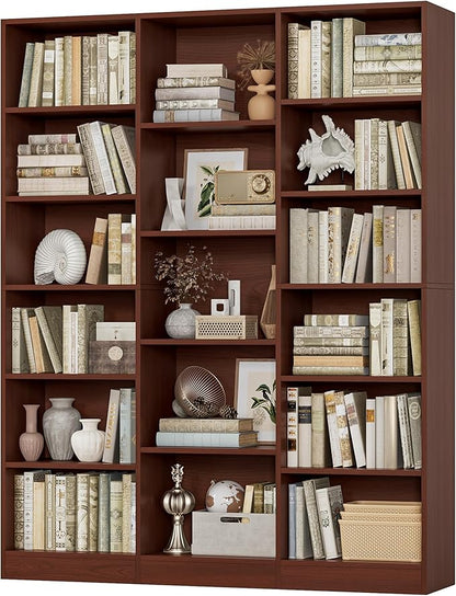 FACBOTALL Triple Wide Bookshelf, 6 Tier Large Bookshelf, Bookcase by FACBOTALL