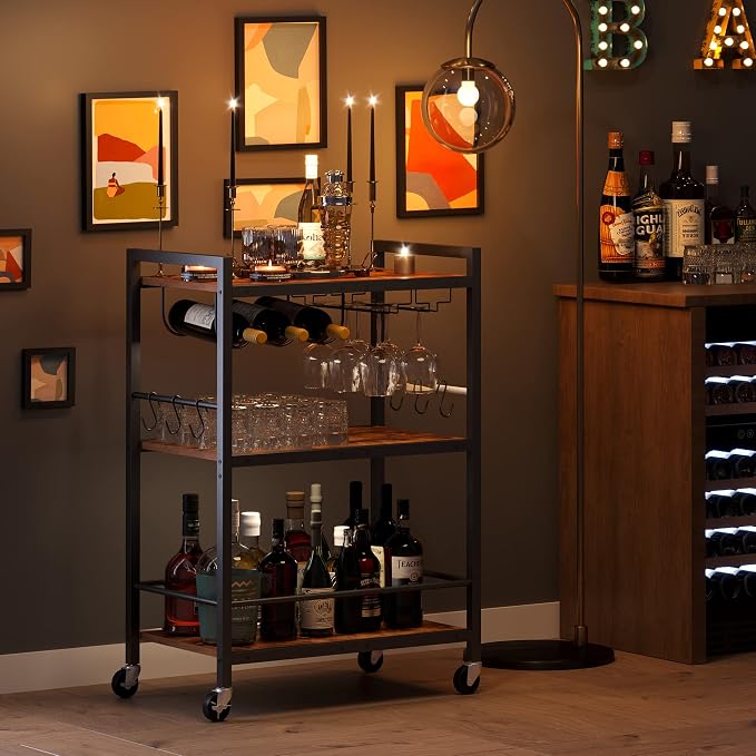 TUTOTAK Bar Cart, Serving Cart for Home, Microwave Cart, Drink Cart, Mobile - Image 3