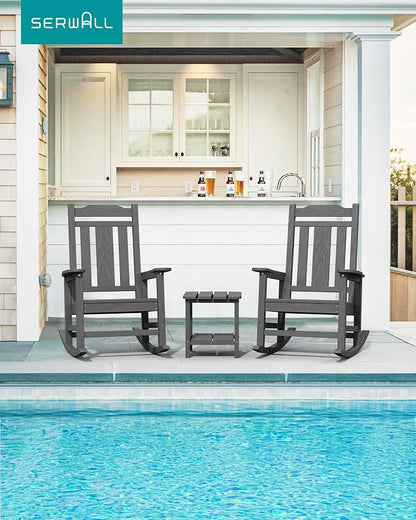 SERWALL Oversized Rocking Chair Outdoor, HDPE Outdoor Rocking Chair - Image 2