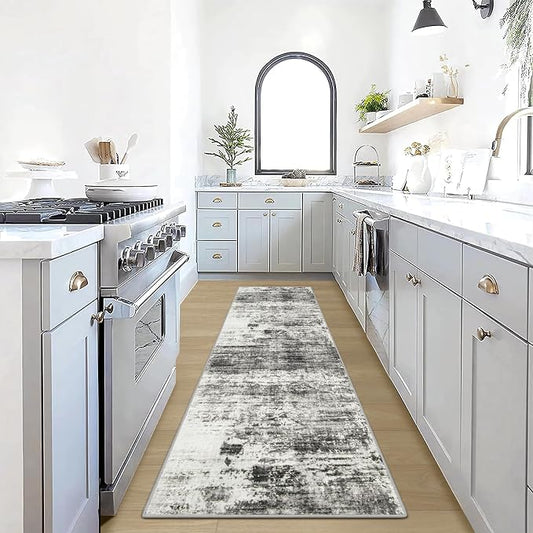 2'6''x8' Runner Rugs Washable Rug: Modern Abstract Hallway Runner Rug Indoor by GENTDRIZZ