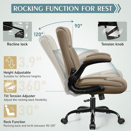 Leather Office Chair, PU Home Computer Desk Chairs - Image 7