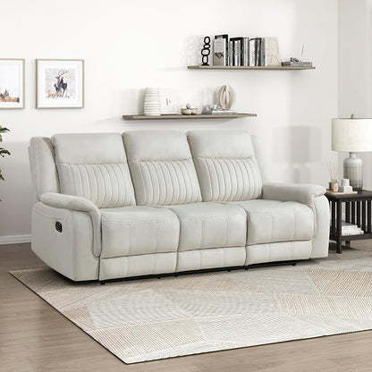 Lexicon Manual Double Reclining Sofa, Polished Microfiber Upholstered 3 Seater by Lexicon