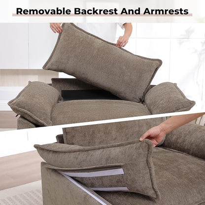 Oversized Accent Chair with Ottoman, Upholstered Armchair with Extra Thick - Image 8