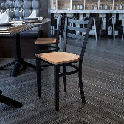 Flash Furniture HERCULES Series Black Ladder Back Metal Restaurant Chair - Image 2