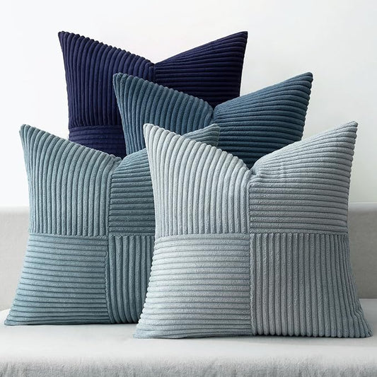 MIULEE Dusty Blue Navy Farmhouse Throw Pillow Covers 20x20 Inch Set of 4 Boho by MIULEE