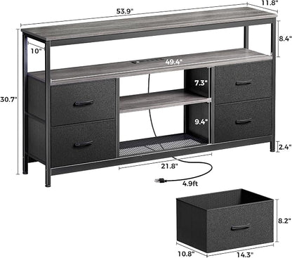 Huuger TV Stand Dresser with Power Outlets and LED Lights, 4 Drawers - Image 7