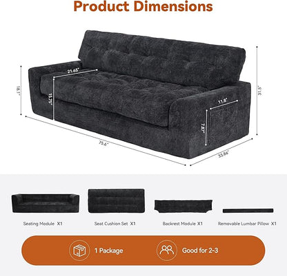 MONVANE 75.6" Convertible 3 Seater Sofa, 2-in-1 Boneless Sleeper Sofa Bed - Image 3