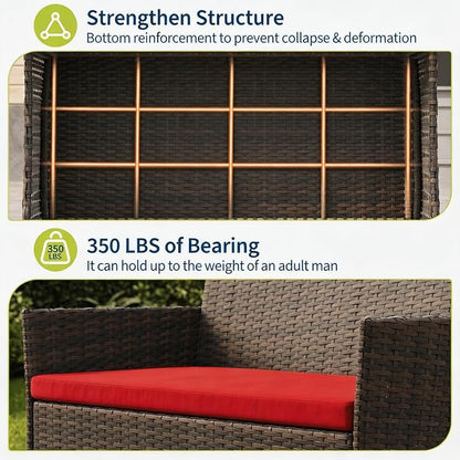 4-Piece Outdoor Furniture Set, PE Rattan Wicker Chairs - Image 5