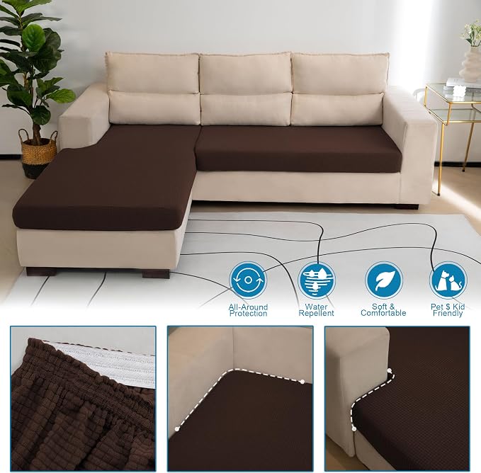 Water Repellent Couch Cushion Cover Loveseat Cover, Stretch Sectional Sofa Seat - Image 5