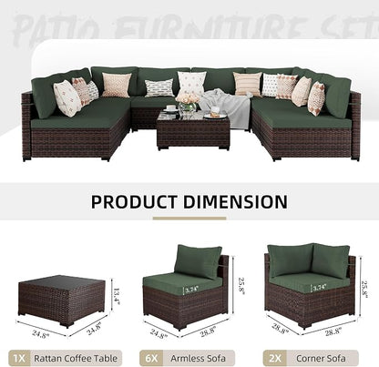 UPHA 9 Pieces Patio Furniture Sets, Wicker Outdoor Sectional Sofa Couch - Image 2