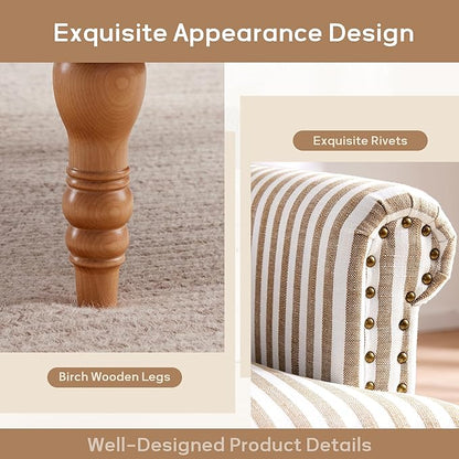 HUIMO Linen Fabric Accent Chairs Set of 2, Mid-Century Modern Armchair - Image 3