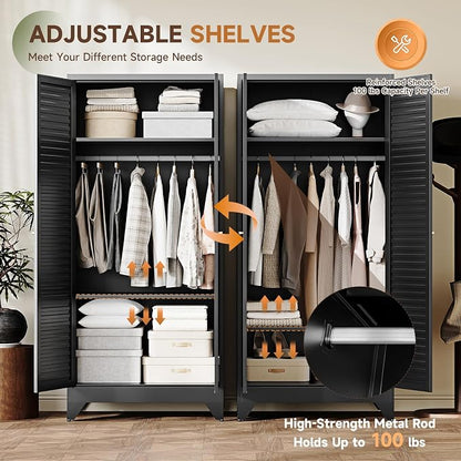 Letaya Armoire Wardrobe Closet, Hanging Rod Clothing Storage Cabinets - Image 5