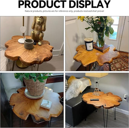 27.5 Inch Live Edge Side Table, Wood Small End Table - Image 5