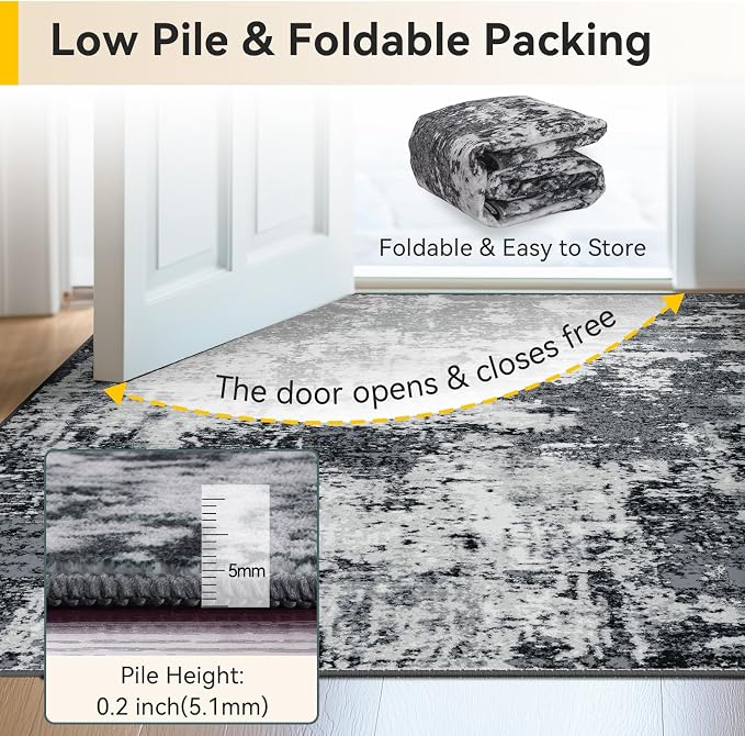 RELEANY Washable Area Rugs 4ft Non-Slip Modern Abstract Soft - Image 3