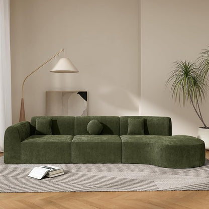Merax 3-Piece 140" Sectional Modular Sofa Set, 4 Seat Curved Modern Cloud Couch - Image 3