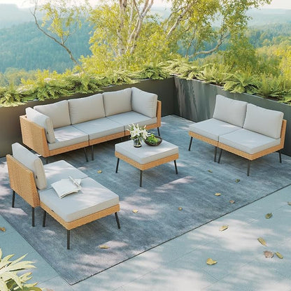 Aoxun 8 Piece Patio Furniture Set, 8 Seats Outdoor Sectional Sofas - Image 9