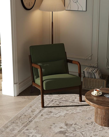 Garvee Mid-Century Modern Accent Chair, Fine Wale Corduroy Upholstery, Solid by Garvee