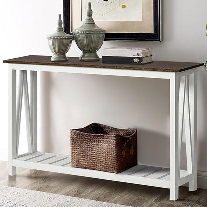 ChooChoo Farmhouse Console Table, Rustic Vintage Narrow Sofa Table by ChooChoo