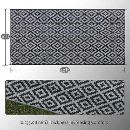 SAND MINE Waterproof Outdoor Rug 10x20 ft, Plastic Reversible Rug, Modern Area - Image 2