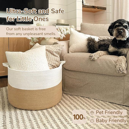 INDRESSME XXXLarge Jute Rope Basket 21.7" x 21.7" x 13.8" Woven Baby Laundry - Image 2
