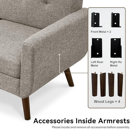 Tbfit 65" W Loveseat Sofa, Mid Century Modern Love Seat Couches - Image 9