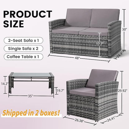 KROFEM 4-Piece Patio Furniture Set, Wicker Outdoor Rattan Sectional Sofa - Image 6