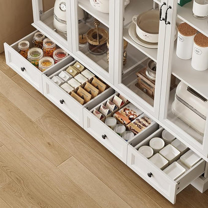78" Large Storage Cabinet with Glass Doors, China Hutch, Farmhouse Kitchen - Image 7