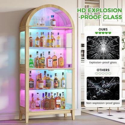 HNEBC Arched Display Case with RGB Lights, LED Curio Cabinet with Shelf - Image 6