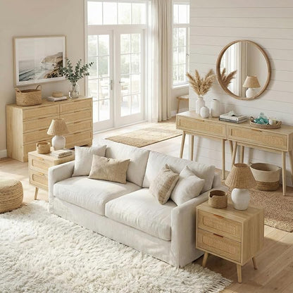 HOPUBUY Living Room Table Sets of 2, Boho Drawer and Large Drawer Nightstand - Image 4